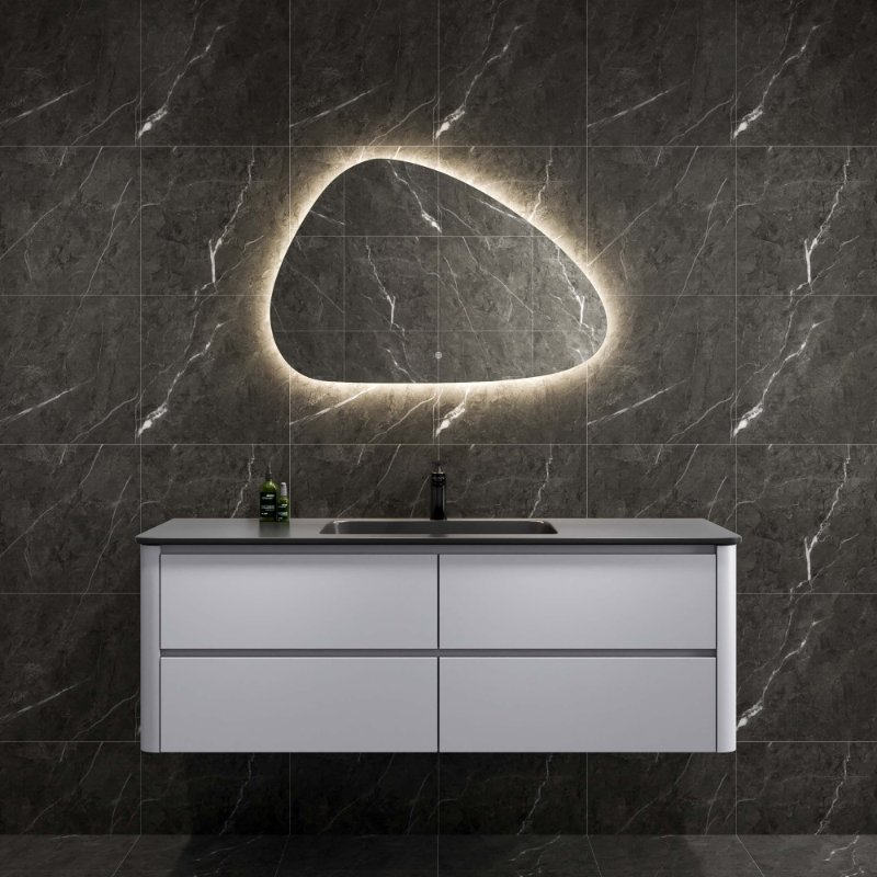 DP517 LED Irregular Bathroom Mirror With Light Enhances Luxury Spa Resort in Bali