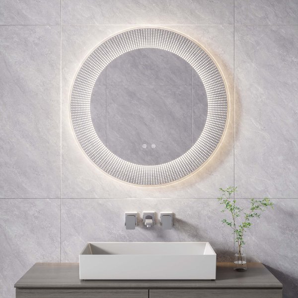 DP528-Y Round Frameless LED Bathroom Mirror